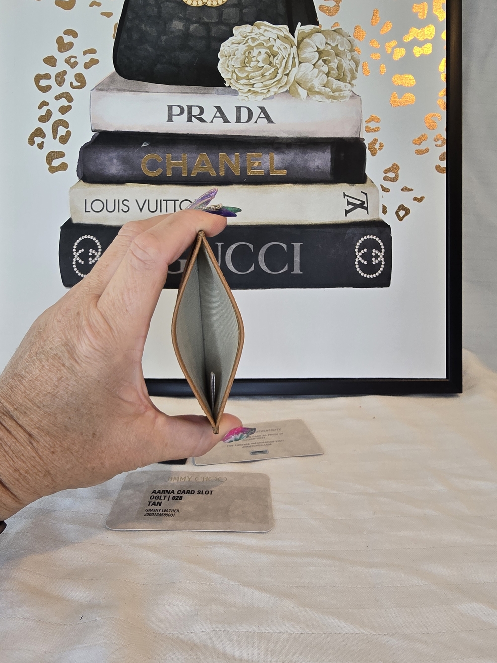 Jimmy Choo Tan Leather Card Holder Nwt - Picture 5 of 6